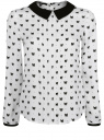 Блузка из струящейся ткани с контрастным воротником oodji для Женщины (белый), 11411117/36005/3029Q