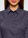 Блузка хлопковая с рукавом 3/4 oodji для женщины (синий), 13K03005B/26357/7910D
