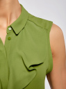 Топ из струящейся ткани с воланами oodji для женщины (зеленый), 21411108/36215/6200N