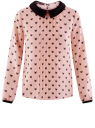 Блузка из струящейся ткани с контрастным воротником oodji для Женщины (розовый), 11411117/36005/5429Q