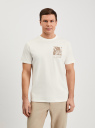 Футболка хлопковая с принтом oodji для Мужчины (белый), 5L621002I-146/46154/1235P