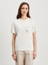 Футболка хлопковая с нагрудным карманом oodji для Женщины (белый), 24701024-1/47885N/1291X