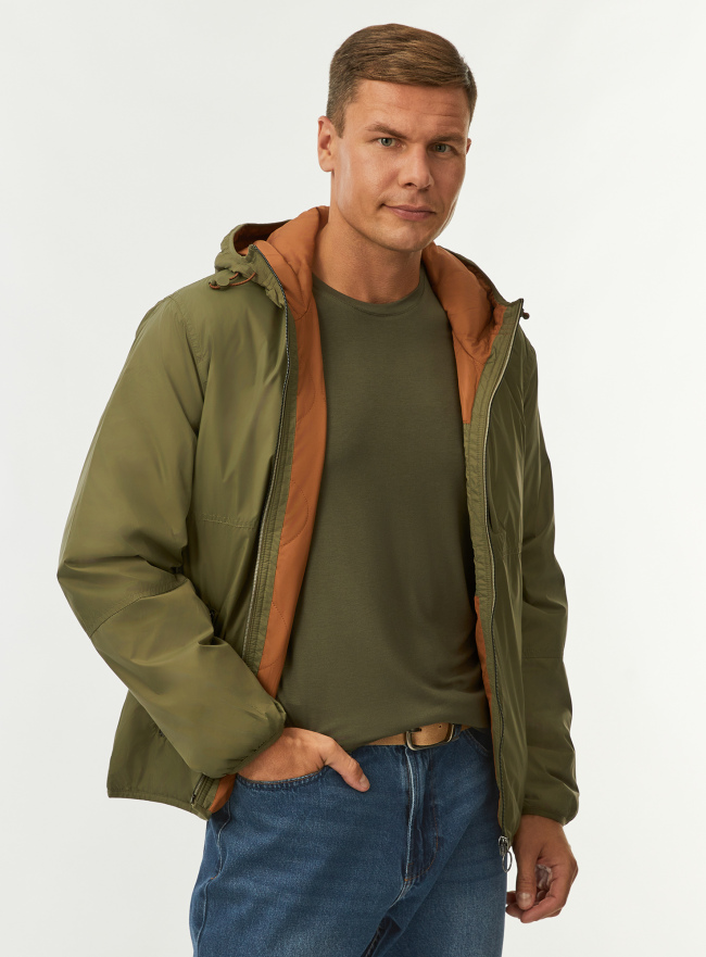 Куртка утепленная с капюшоном oodji для Мужчины (зеленый) Куртка утепленная с капюшоном oodji для Мужчины (зеленый), 1L512022M/44334N/6837B