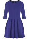 Платье трикотажное со складками на юбке oodji для женщины (синий), 14001148-1/33735/7500N