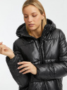 Куртка стеганая с капюшоном oodji для Женщины (черный), 10203076-4/50279/2900N