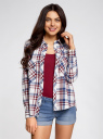 Рубашка хлопковая с нагрудными карманами oodji для Женщины (разноцветный), 11411052-4/45252/7912C