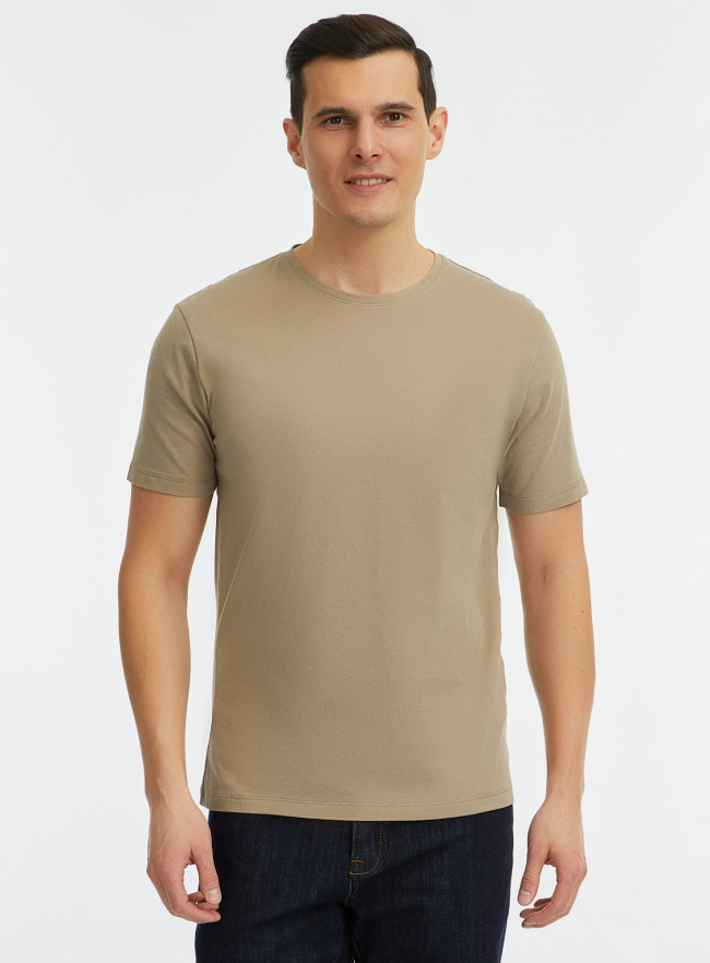 Футболка базовая хлопковая oodji для Мужчины (коричневый) Футболка базовая хлопковая oodji для Мужчины (коричневый), 5L611004I-19/51727/3700N