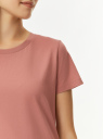 Футболка базовая хлопковая oodji для Женщины (розовый) Футболка базовая хлопковая oodji для Женщины (розовый), 14701143/44135N/4A00N
