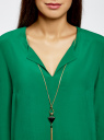 Блузка прямого силуэта с украшением oodji для женщины (зеленый), 21404021/43281/6E01N