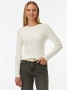 Джемпер вязаный в рубчик oodji для Женщины (белый) Джемпер вязаный в рубчик oodji для Женщины (белый), 63812714-1/51529/1200N