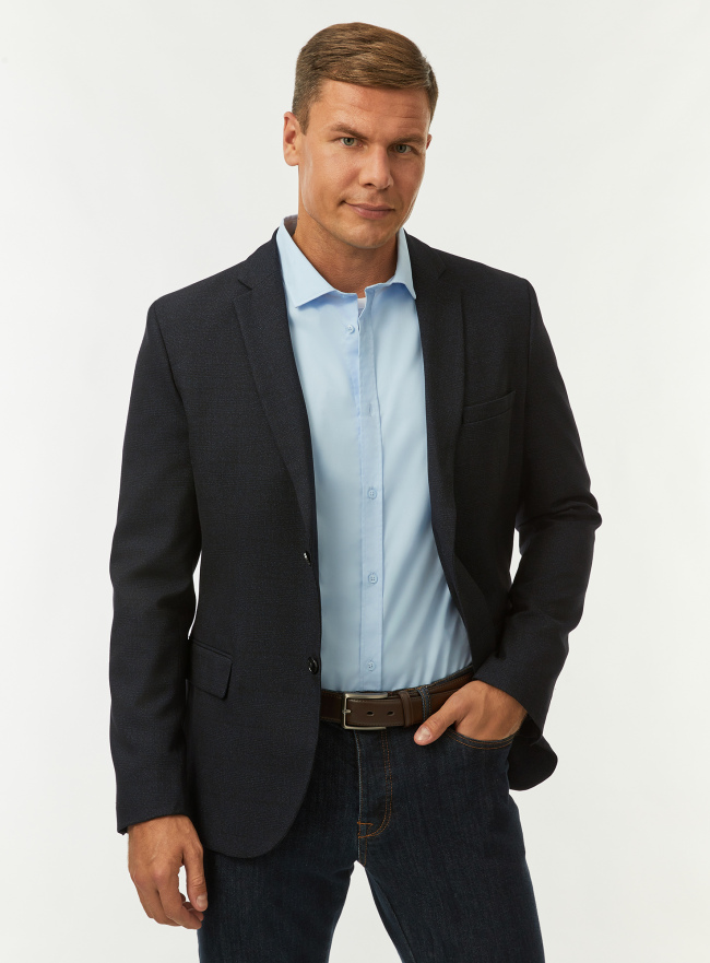 Пиджак прямой в клетку oodji для Мужчины (черный) Пиджак прямой в клетку oodji для Мужчины (черный), 2L420285M-4/51871/7929C