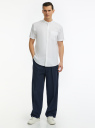 Рубашка с воротником-стойкой и коротким рукавом oodji для Мужчина (белый), 3L230001M/14885/1000N