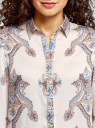 Блузка из струящейся ткани с принтом oodji для Женщины (слоновая кость), 21411144-3/35542/3039E