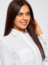 Блузка с погонами и нагрудными карманами oodji для женщины (белый), 21411064/42144/1000N