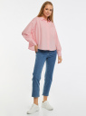 Рубашка оверсайз укороченная oodji для женщины (розовый), 13K11033-2/51102/4000N