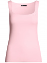 Топ из эластичной ткани на широких бретелях oodji для женщины (розовый), 24315002-1B/45297/4000N
