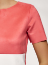Блузка колор блок из искусственной замши oodji для женщины (красный), 18K01004/47301/4333B