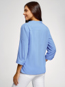 Блузка вискозная с рукавом-трансформером 3/4 oodji для Женщины (синий), 11403189-2B/26346/7500N