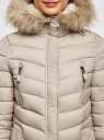 Пальто стеганое с отделкой из искусственного меха oodji для женщины (бежевый), 10203071/47016/3500N