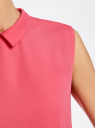 Блузка базовая без рукавов с воротником oodji для Женщины (розовый), 11411084B/43414/4D00N