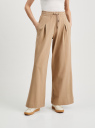 Брюки хлопковые широкие oodji для Женщины (бежевый), 26701002/52644/3500N