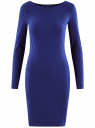 Платье трикотажное облегающего силуэта oodji для женщины (синий), 14001183B/46148/7500N