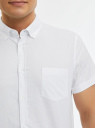 Рубашка хлопковая с коротким рукавом oodji для мужчины (белый), 3B210007M-2/50866N/1000O