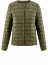 Куртка стеганая с круглым вырезом oodji для Женщина (зеленый), 10204040/45638/6800N