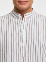 Рубашка с воротником-стойкой из смесового льна oodji для мужчины (белый), 3L300000M-2/50932N/1066S