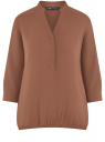 Блузка вискозная с рукавом-трансформером 3/4 oodji для женщины (коричневый), 11403189-3B/26346/3700N