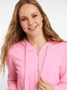 Толстовка с капюшоном и карманами oodji для женщины (розовый), 16901079-2B/46173/4001N