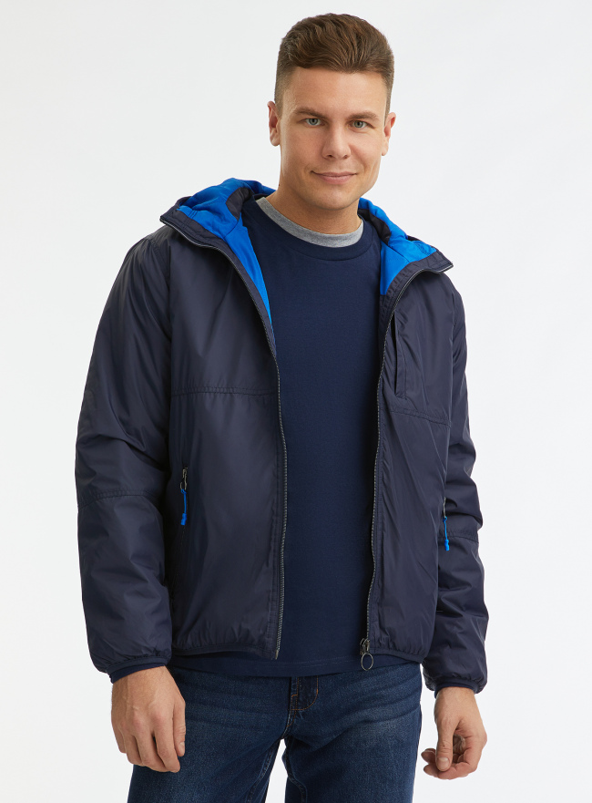 Куртка утепленная с капюшоном oodji для мужчины (синий), 1L512022M/44334N/7901N