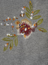 Свитшот с цветочной вышивкой oodji для женщины (серый), 14801044-2/19611/2366Z