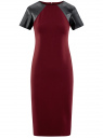 Платье облегающего силуэта со вставками из искусственной кожи oodji для Женщины (красный), 24011018/43060/4929B