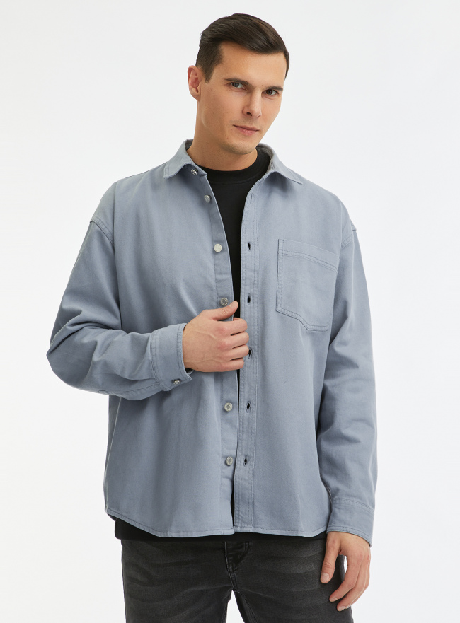 Рубашка джинсовая с длинным рукавом oodji для Мужчины (синий), 6L430002M/35771/7400W