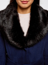 Пальто с поясом и отделкой из искусственного меха oodji для Женщины (синий), 10104030-2/45749/7900N