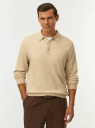 Джемпер вязаный с шерстью и воротником-поло oodji для Мужчины (бежевый) Джемпер вязаный с шерстью и воротником-поло oodji для Мужчины (бежевый), 4L512034M/51628/3300M