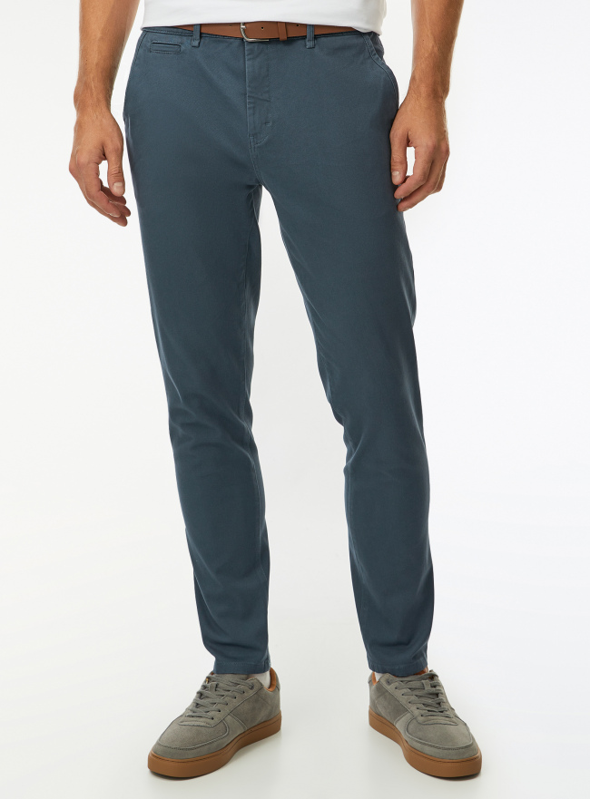 Брюки хлопковые зауженные oodji для Мужчины (синий) Брюки хлопковые зауженные oodji для Мужчины (синий), 2B150149M-1/39622N/7401N