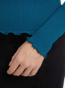 Футболка с длинным рукавом в рубчик oodji для женщины (бирюзовый), 14211018-1/50084/7600N