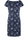 Платье из фактурной ткани с вырезом-лодочкой oodji для женщины (синий), 14001117-26/45344/7941F