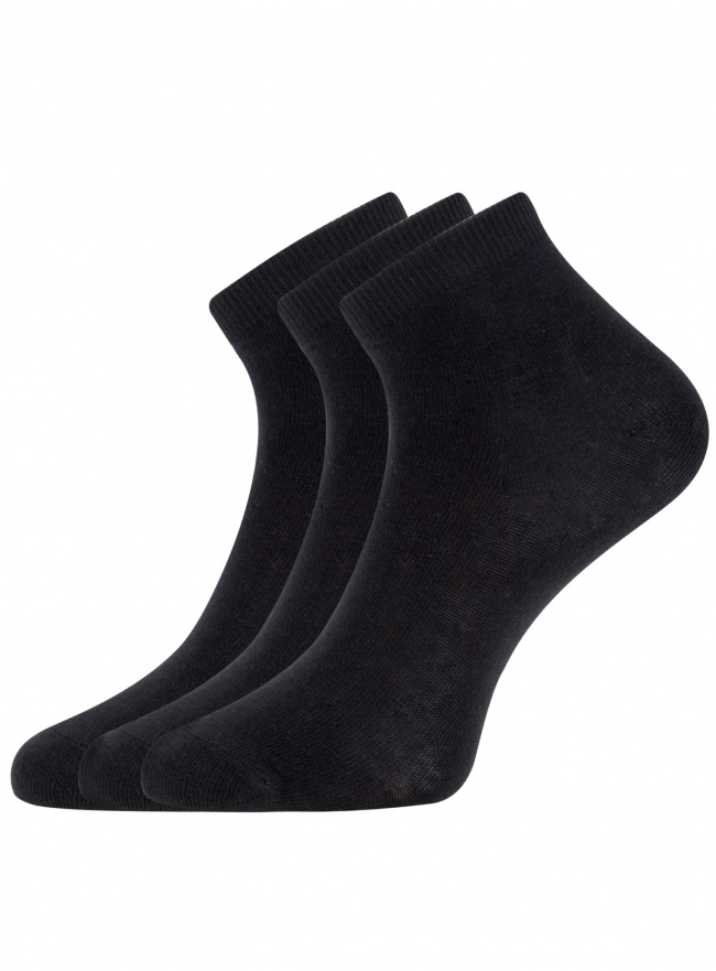 Комплект из трех пар укороченных носков oodji для женщины (черный), 57102418T3/47469/2900N