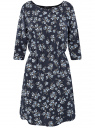 Платье вискозное с рукавом 3/4 oodji для женщины (синий), 11901153-3B/42540/7912F
