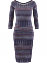 Платье облегающее с вырезом-лодочкой oodji для женщины (синий), 14017001-2B/37809/796CE