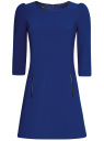 Платье из плотной ткани с отделкой из искусственной кожи oodji для женщины (синий), 11902145-1/38248/7500N