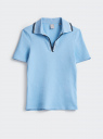 Поло хлопковое в рубчик с контрастной отделкой oodji для Женщины (синий), 29311002/50084/7000N