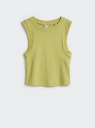 Кроп-топ в рубчик из хлопка oodji для Женщины (желтый), 15F15005/48037/6700N