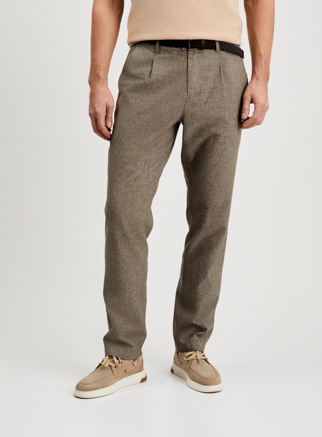 Брюки зауженные из смесового льна oodji для Мужчины (зеленый), 2L150140M-6/50020N/6620M