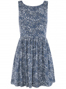 Платье принтованное с бантом на спине oodji для женщины (синий), 11900181/35271/7970F