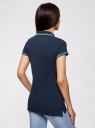 Поло с контрастной отделкой и вышивкой на груди oodji для Женщина (синий), 29301002/46958/7900N