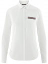 Рубашка хлопковая с декором на кармане oodji для женщины (белый), 13K03013/36217/1000B